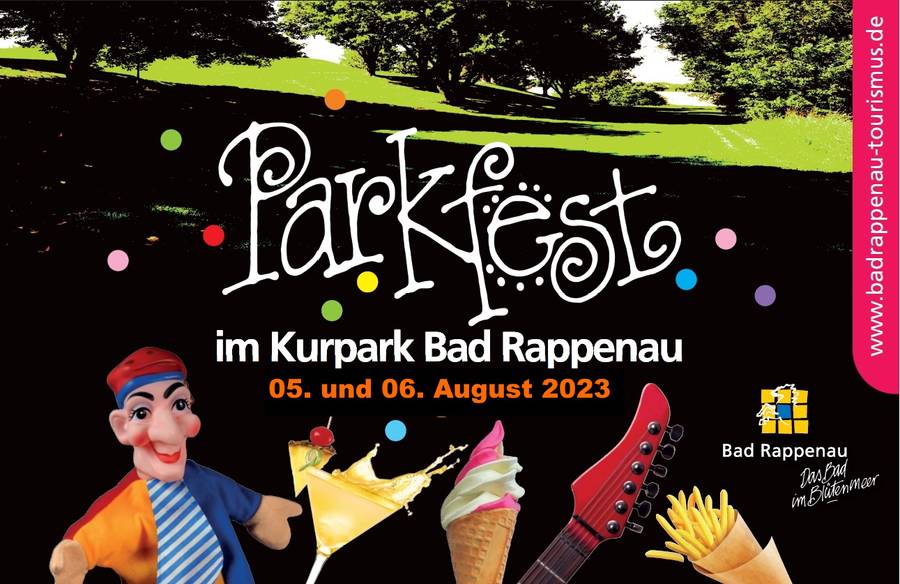 Plakat Parkfest Bad Rappenau im Kurpark 5. und 6. August 2023